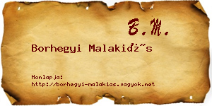 Borhegyi Malakiás névjegykártya